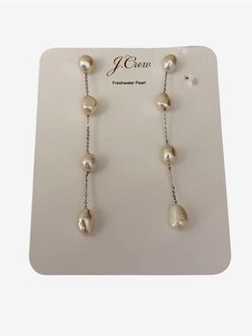 J. Crew Freshwater Pearl Linear Drop Earrings in Cream